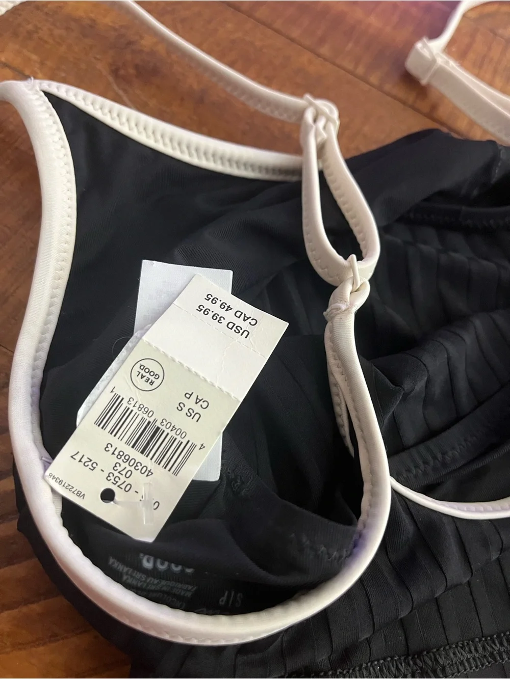 NWT Aerie Wide Rib Scoop Longline Bikini Top in Black - Sz S